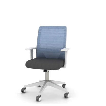 Modern Round Alloy Upholstered Office Stool Blue Adjustable