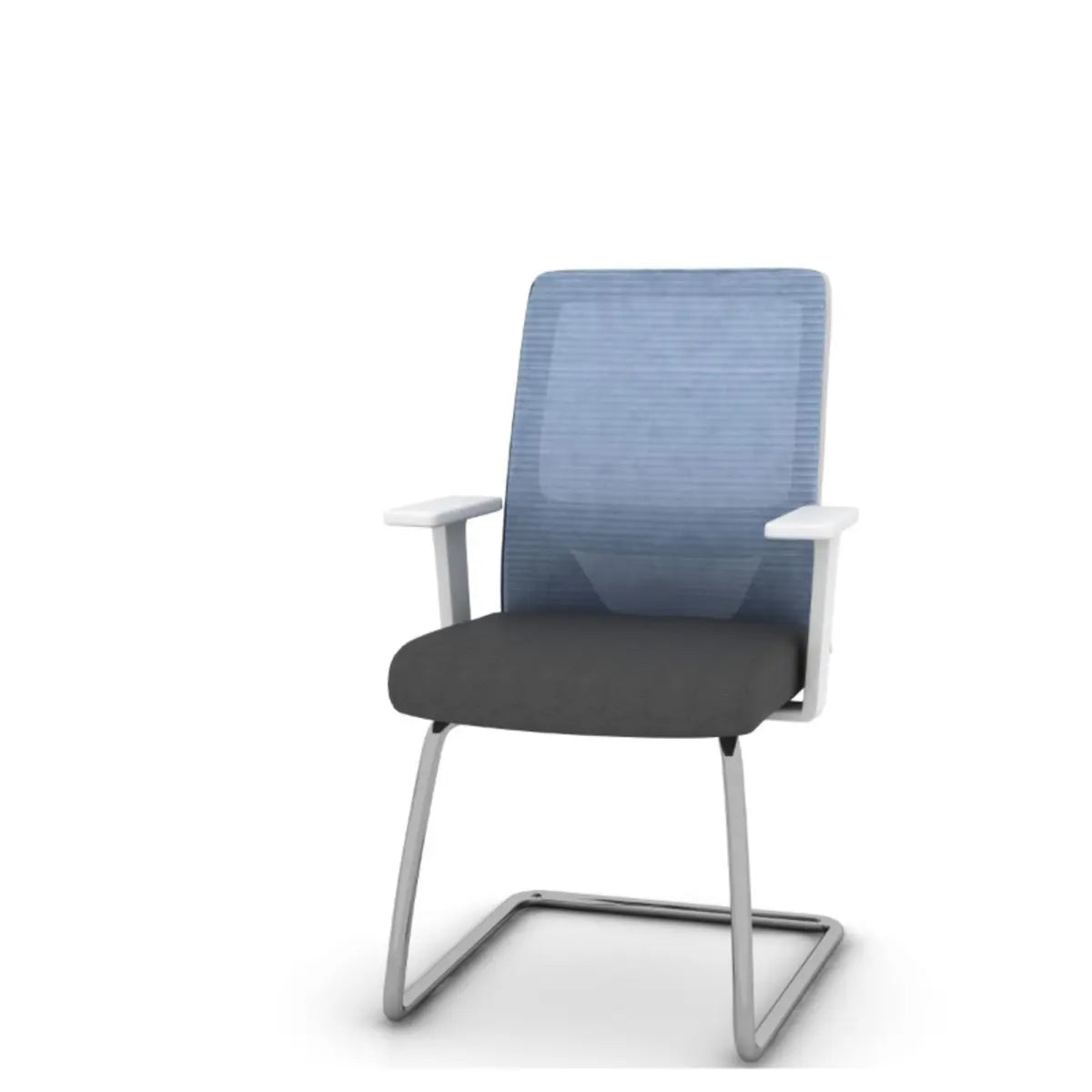 Modern Round Alloy Upholstered Office Stool Blue Adjustable