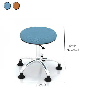 Modern Round Alloy Upholstered Office Stool Blue Adjustable