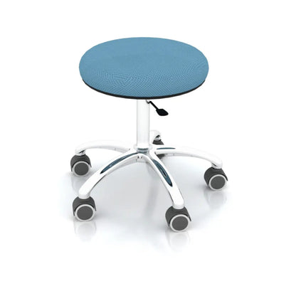 Modern Round Alloy Upholstered Office Stool Blue Adjustable