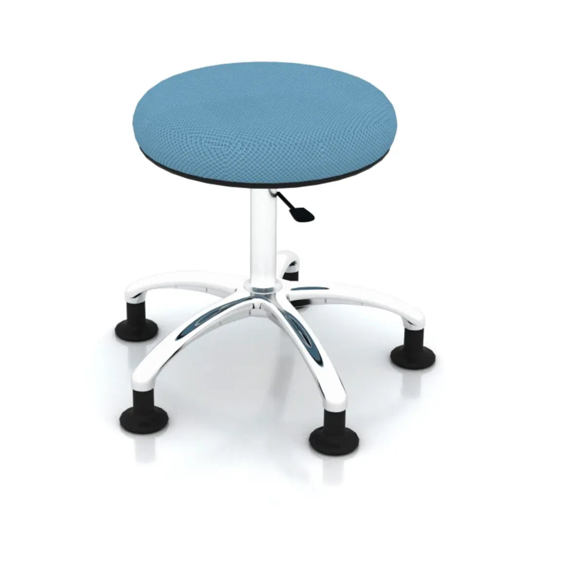 Modern Round Alloy Upholstered Office Stool Blue Adjustable