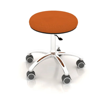 Modern Round Alloy Upholstered Office Stool Blue Adjustable