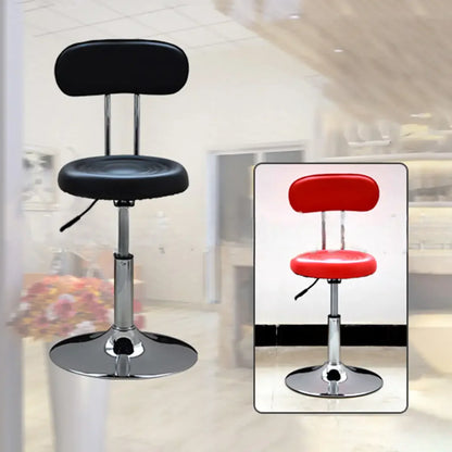 Modern Round Leather Office Stool Black Height Adjustable