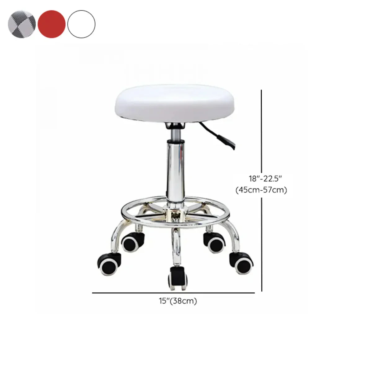 Modern Round Leather Office Stool Black Height Adjustable