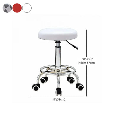 Modern Round Leather Office Stool Black Height Adjustable