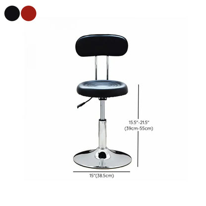 Modern Round Leather Office Stool Black Height Adjustable