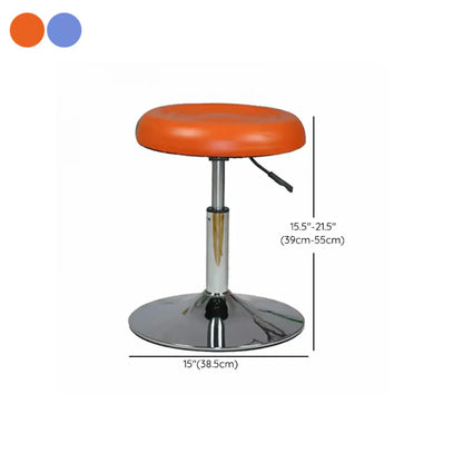 Modern Round Leather Office Stool Black Height Adjustable