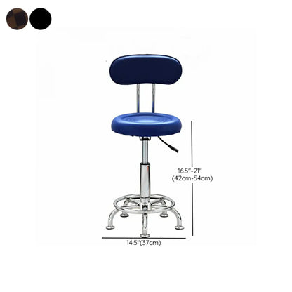 Modern Round Leather Office Stool Black Height Adjustable