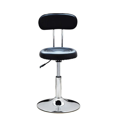 Modern Round Leather Office Stool Black Height Adjustable