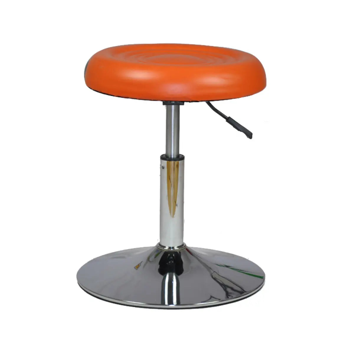 Modern Round Leather Office Stool Black Height Adjustable