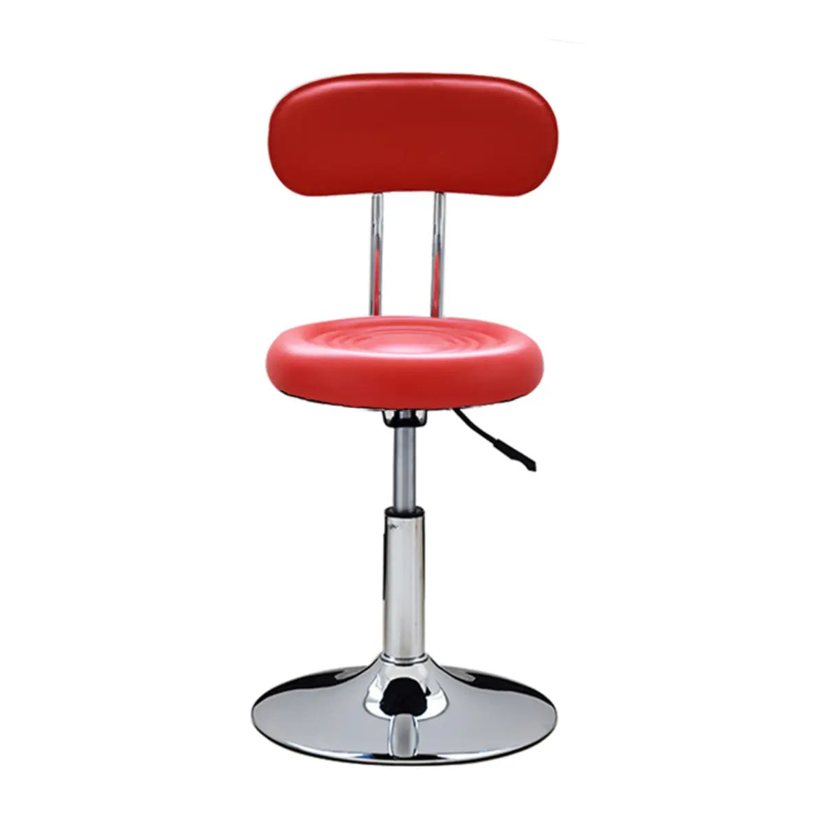 Modern Round Leather Office Stool Black Height Adjustable