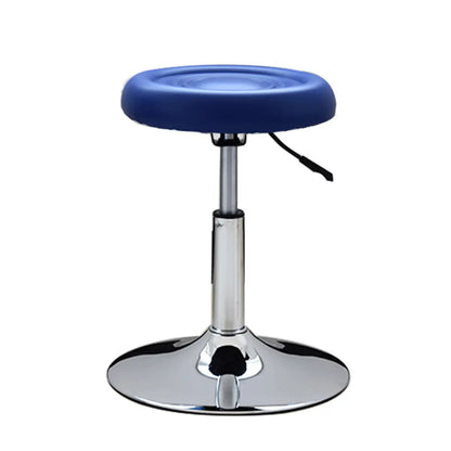 Modern Round Leather Office Stool Black Height Adjustable