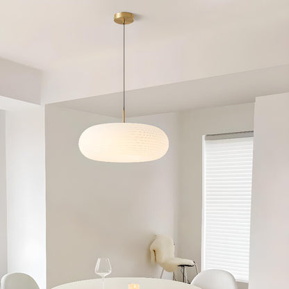 Modern Round Pendant Light White Glass Flexible Length