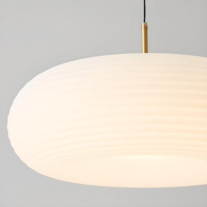 Modern Round Pendant Light White Glass Flexible Length