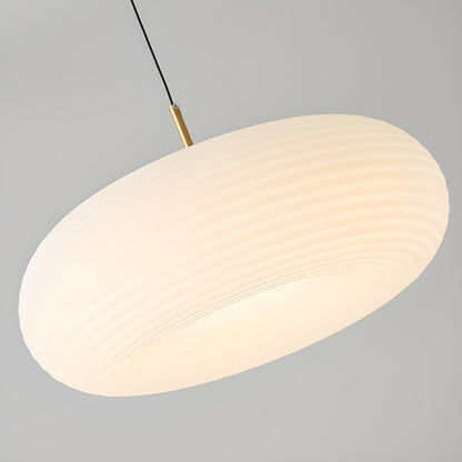 Modern Round Pendant Light White Glass Flexible Length