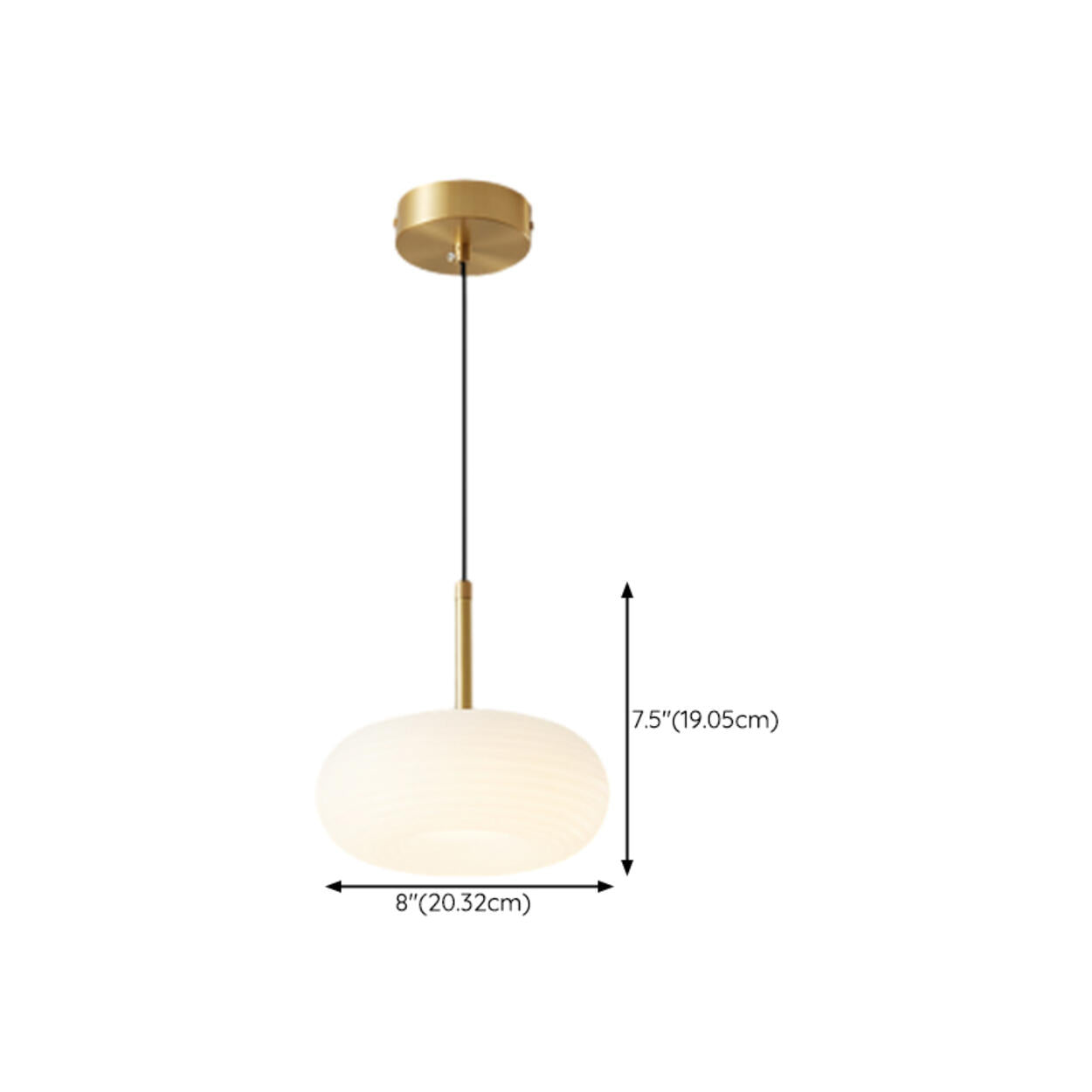 Modern Round Pendant Light White Glass Flexible Length