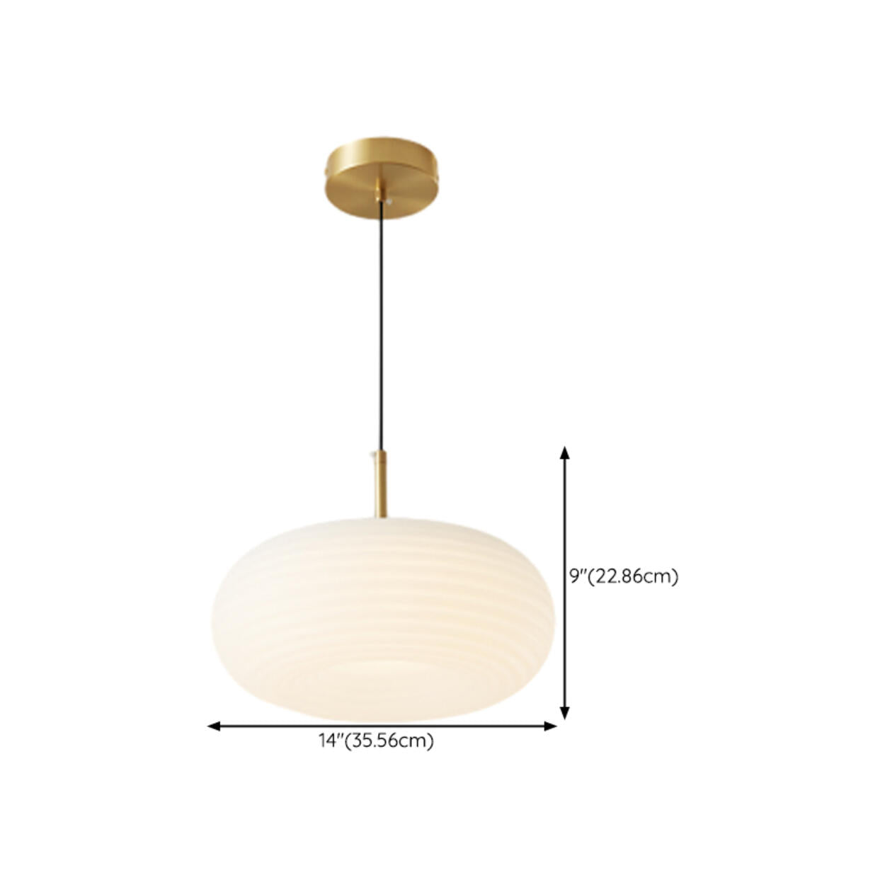 Modern Round Pendant Light White Glass Flexible Length