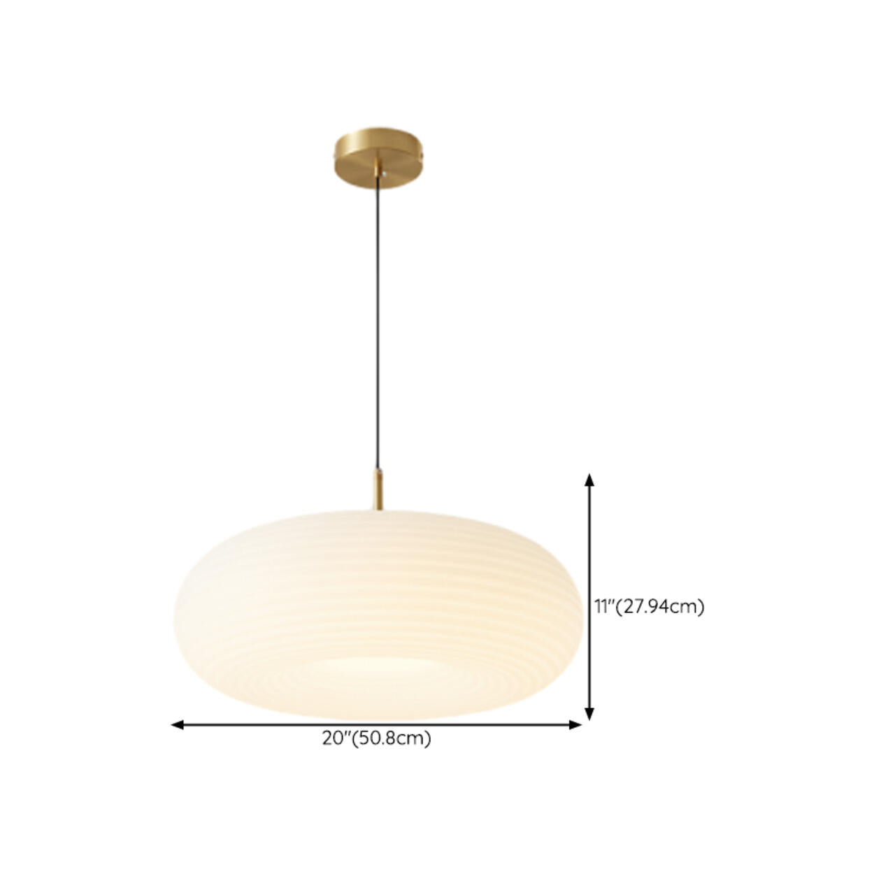 Modern Round Pendant Light White Glass Flexible Length