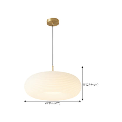 Modern Round Pendant Light White Glass Flexible Length