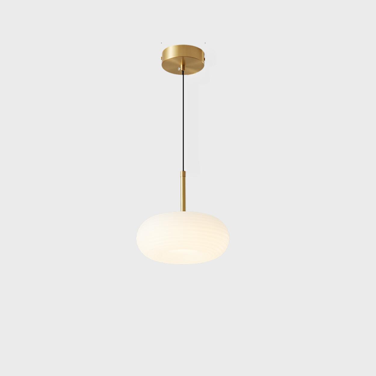 Modern Round Pendant Light White Glass Flexible Length