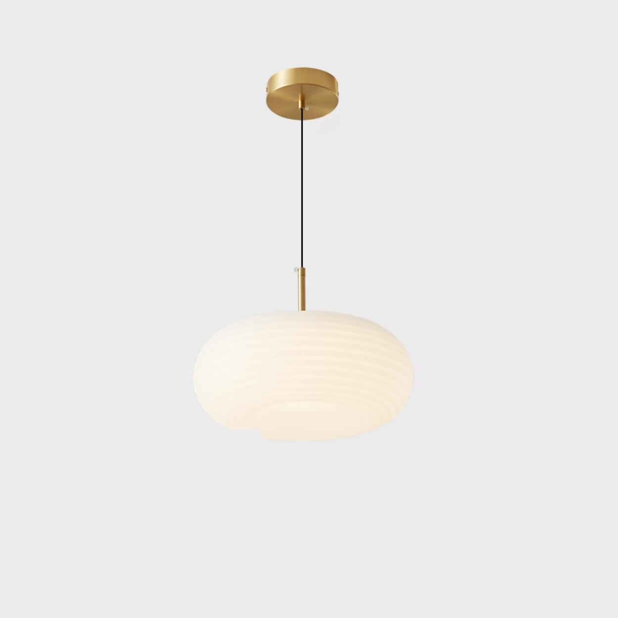 Modern Round Pendant Light White Glass Flexible Length