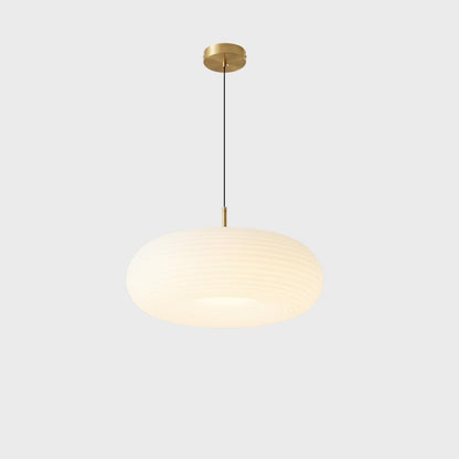 Modern Round Pendant Light White Glass Flexible Length