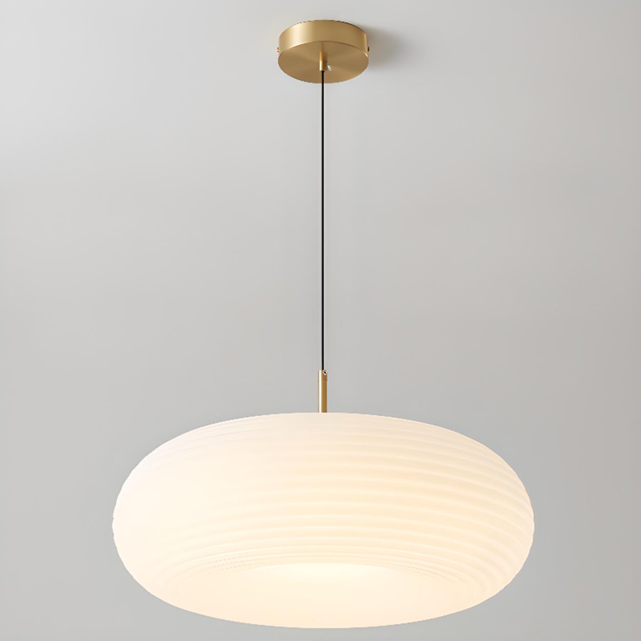 Modern Round Pendant Light White Glass Flexible Length