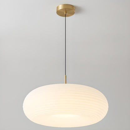 Modern Round Pendant Light White Glass Flexible Length