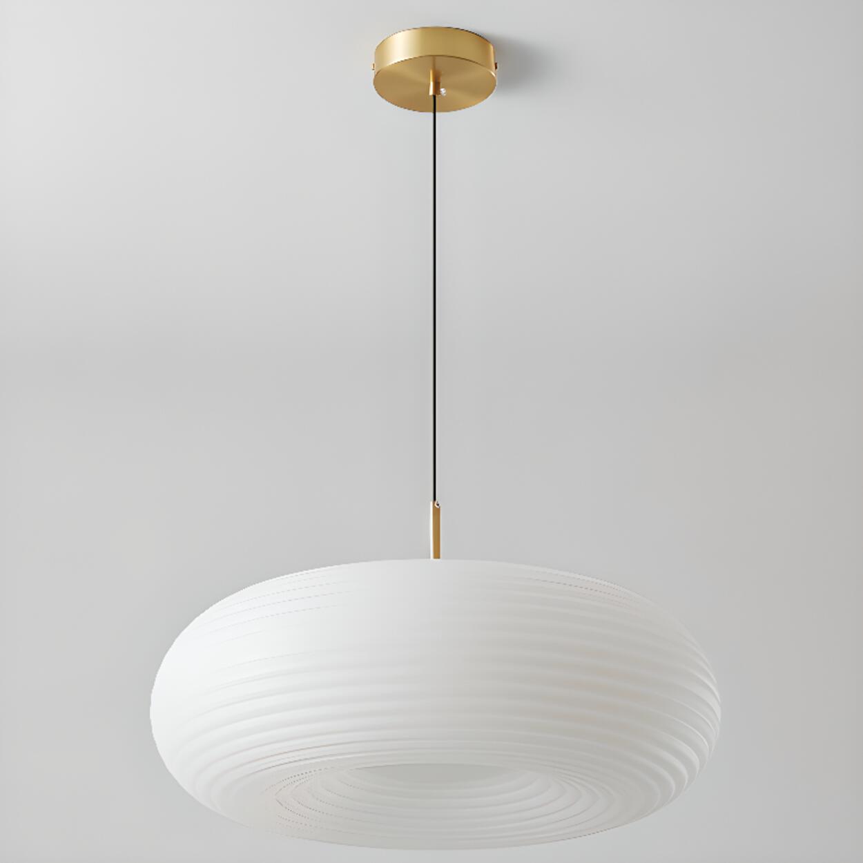 Modern Round Pendant Light White Glass Flexible Length