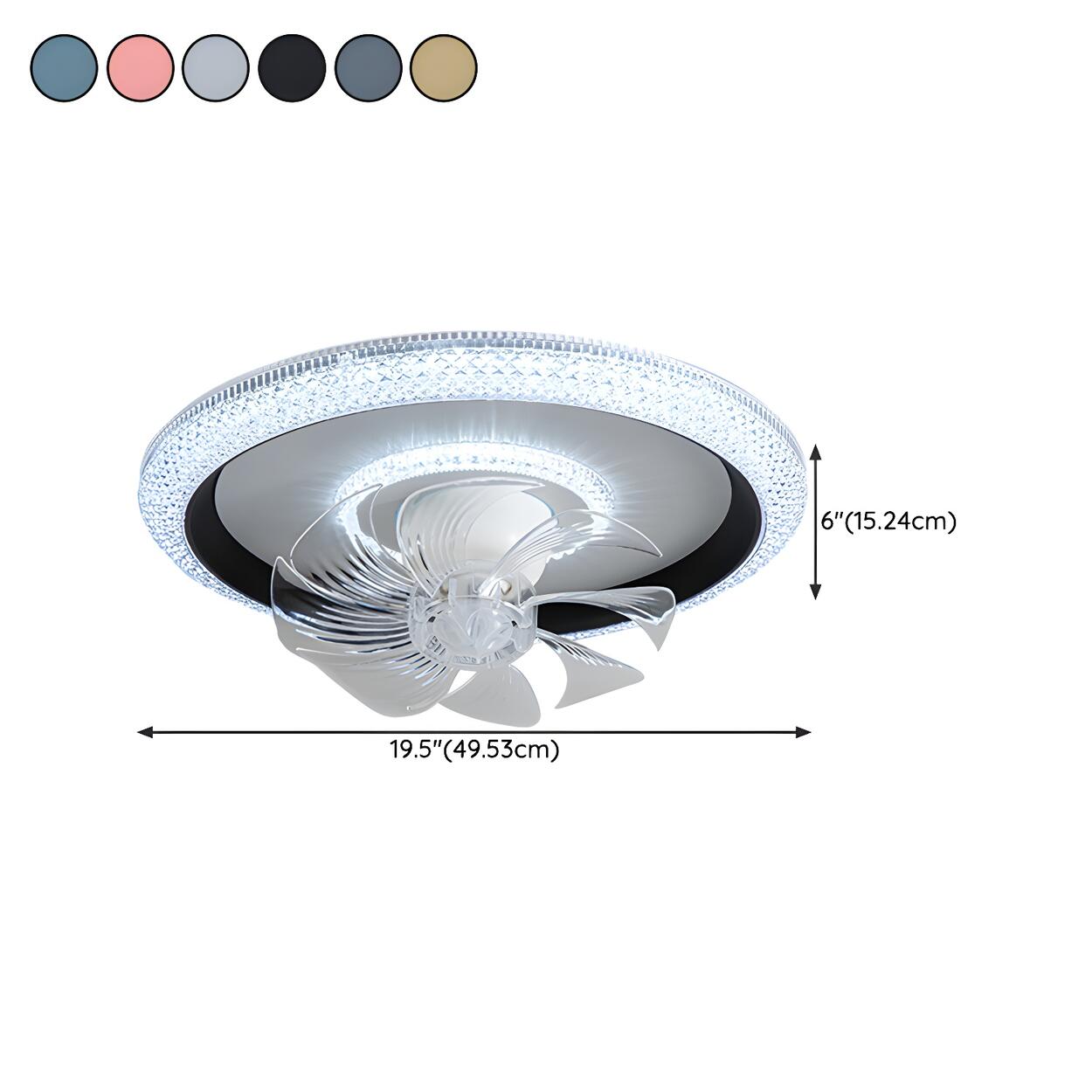 Modern Round Remote Dimmable Ceiling Fan with Light