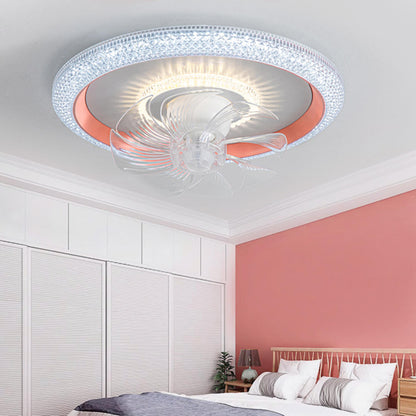 Modern Round Remote Dimmable Ceiling Fan with Light