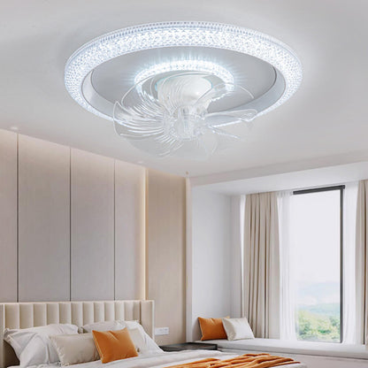 Modern Round Remote Dimmable Ceiling Fan with Light