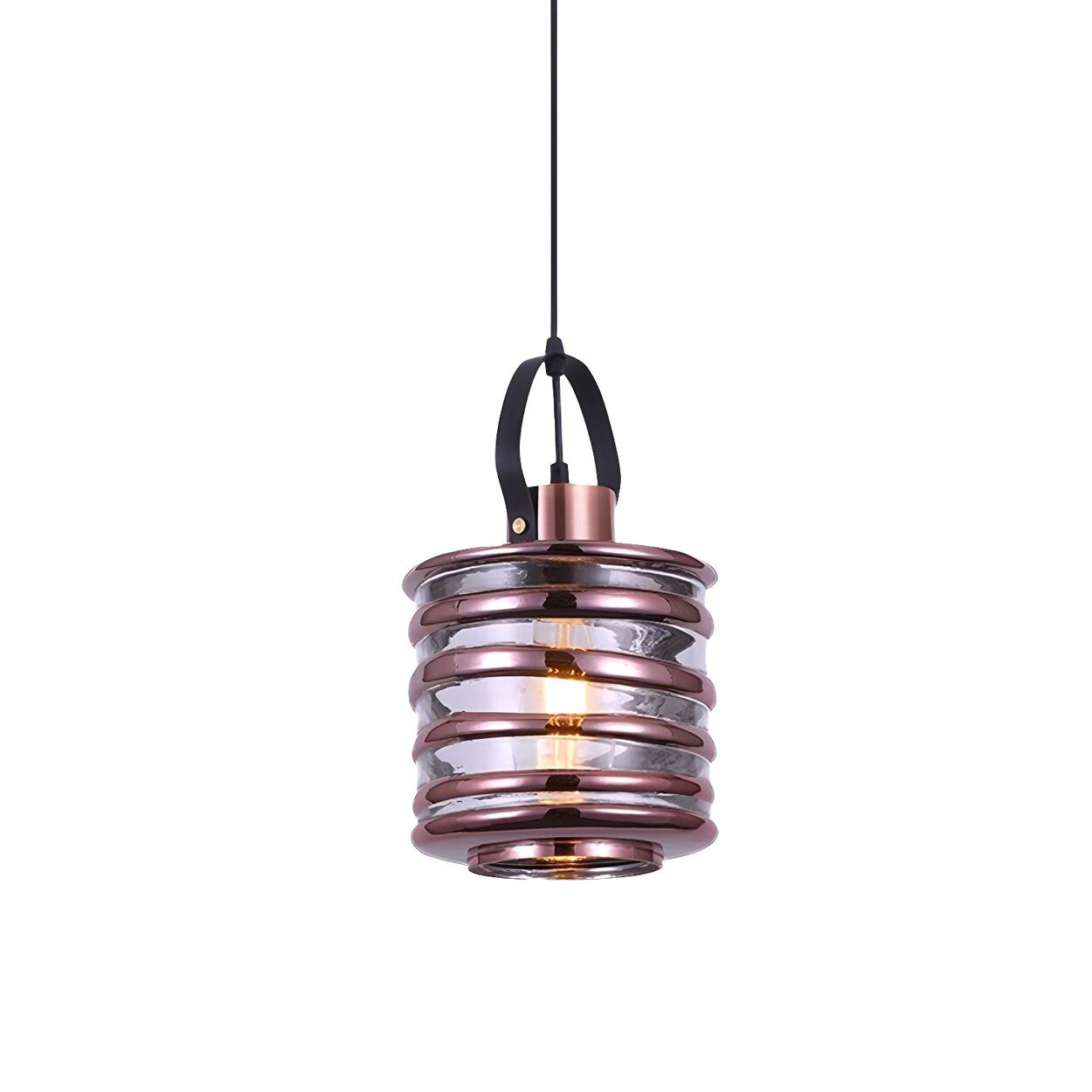 Modern Silver Cylindrical Swirl Glass Kitchen Pendant Light