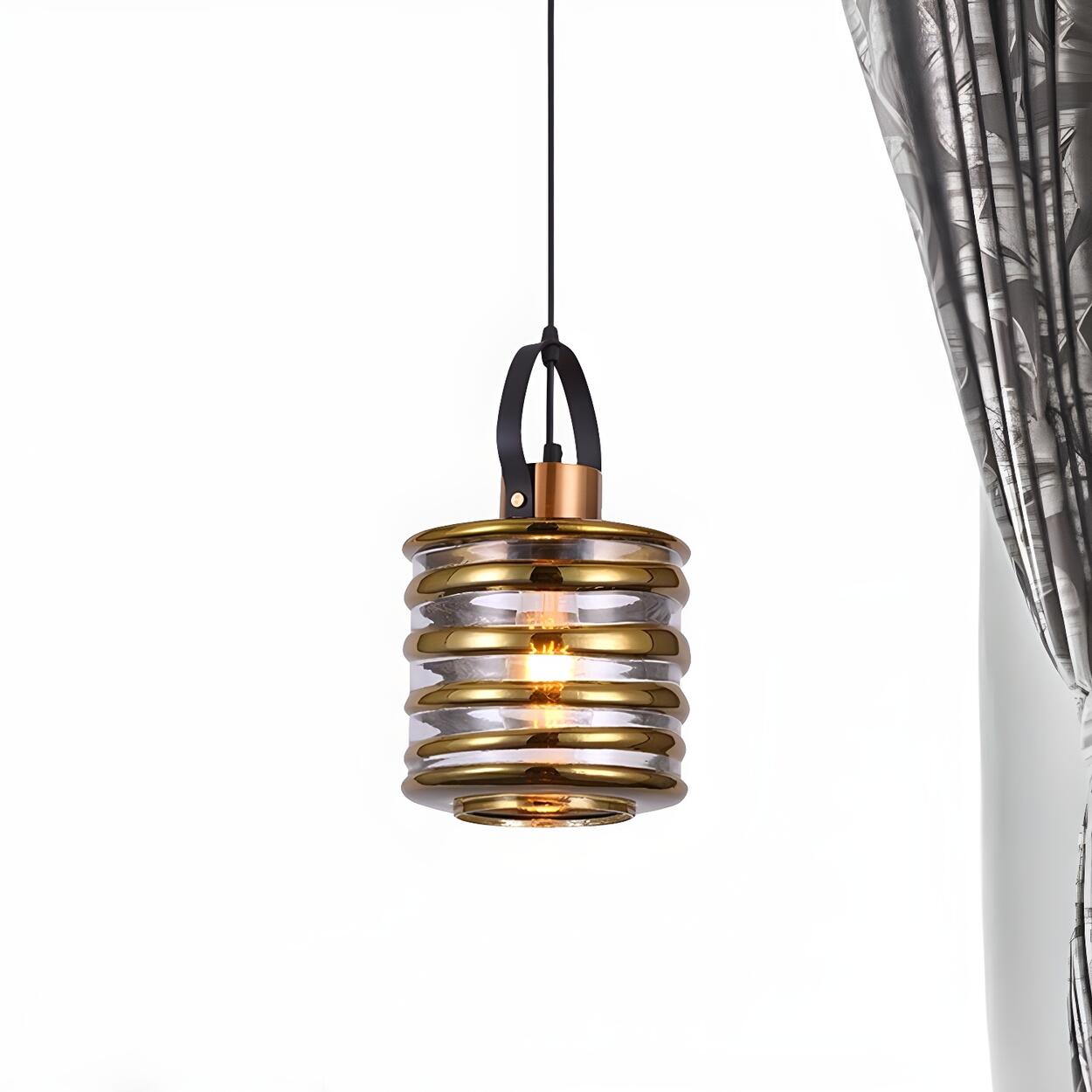 Modern Silver Cylindrical Swirl Glass Kitchen Pendant Light