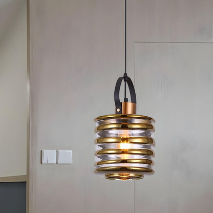 Modern Silver Cylindrical Swirl Glass Kitchen Pendant Light