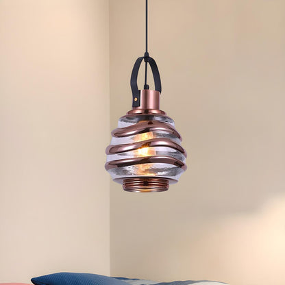 Modern Silver Cylindrical Swirl Glass Kitchen Pendant Light