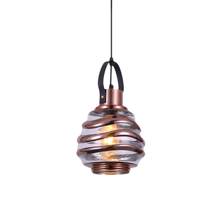 Modern Silver Cylindrical Swirl Glass Kitchen Pendant Light