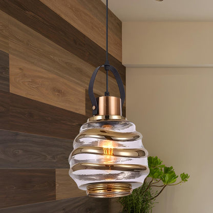 Modern Silver Cylindrical Swirl Glass Kitchen Pendant Light