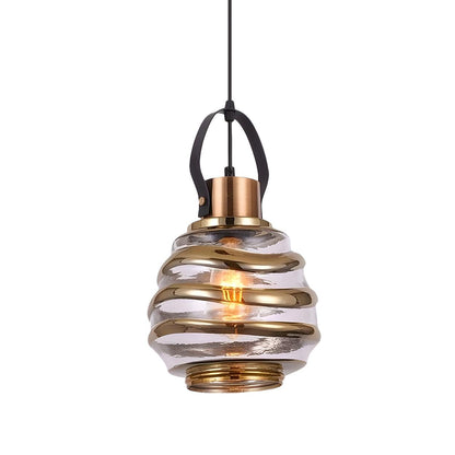 Modern Silver Cylindrical Swirl Glass Kitchen Pendant Light