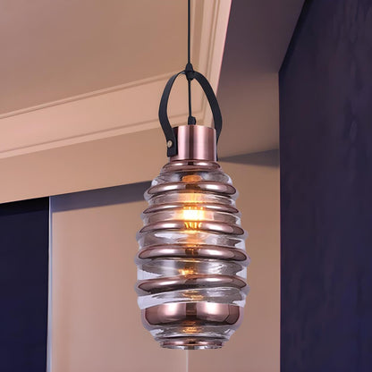 Modern Silver Cylindrical Swirl Glass Kitchen Pendant Light