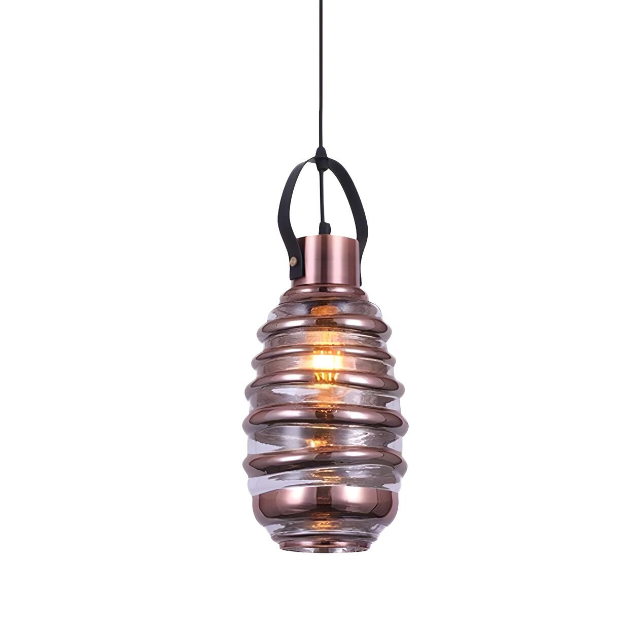 Modern Silver Cylindrical Swirl Glass Kitchen Pendant Light