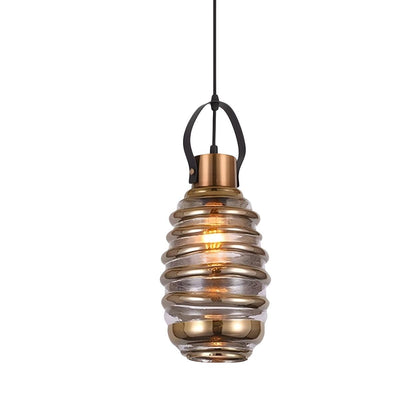 Modern Silver Cylindrical Swirl Glass Kitchen Pendant Light