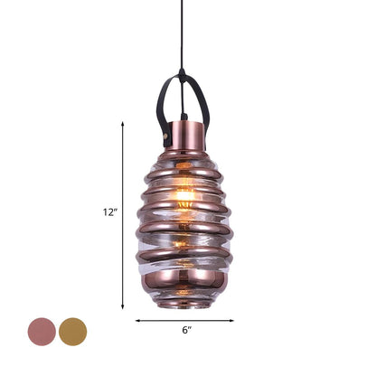 Modern Silver Cylindrical Swirl Glass Kitchen Pendant Light