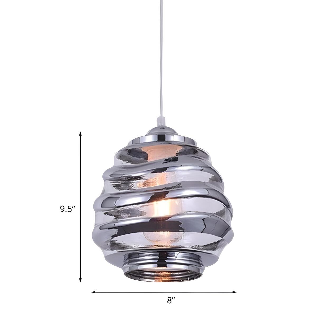 Modern Silver Cylindrical Swirl Glass Kitchen Pendant Light