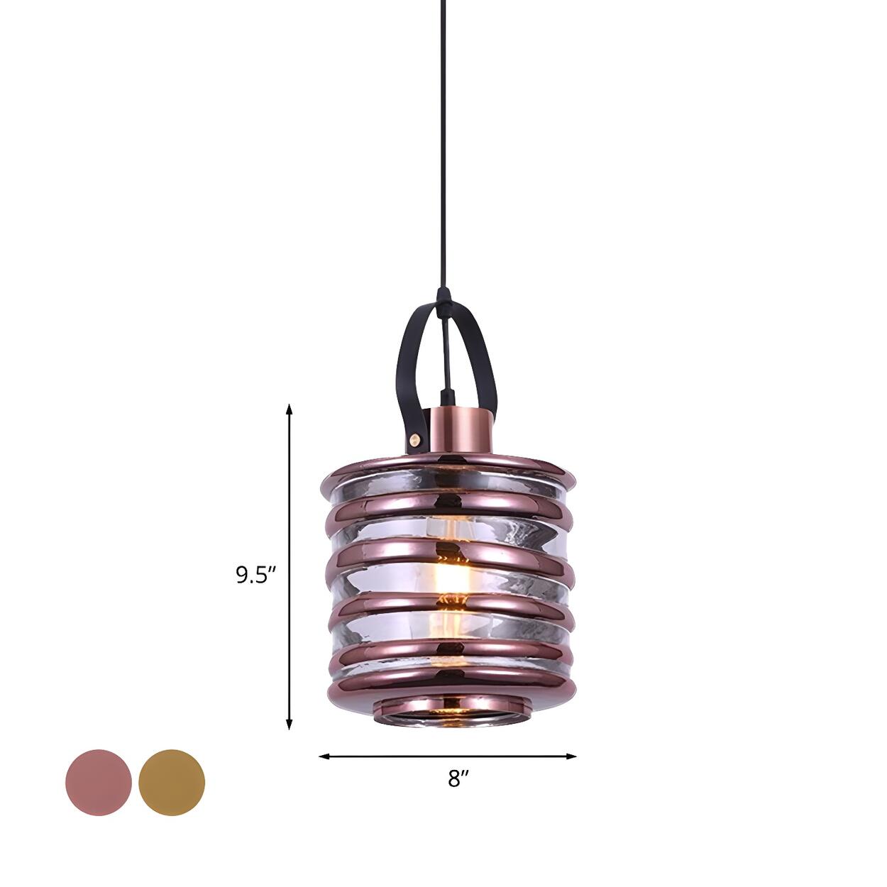 Modern Silver Cylindrical Swirl Glass Kitchen Pendant Light