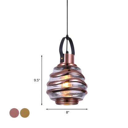 Modern Silver Cylindrical Swirl Glass Kitchen Pendant Light