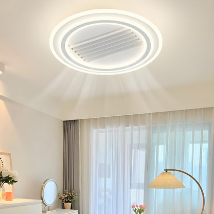 Modern Simple White Bladeless Flush Ceiling Fan Light