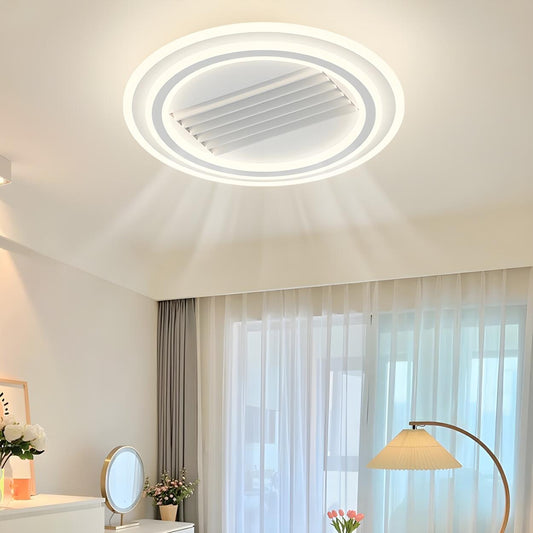 Modern Simple White Bladeless Flush Ceiling Fan Light