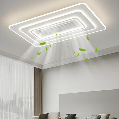 Modern Simple White Bladeless Flush Ceiling Fan Light