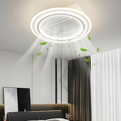 Modern Simple White Bladeless Flush Ceiling Fan Light